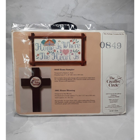 Vintage The Creative Circle Embroidery Kit 0849 Home Sampler 8x16 - Picture 1 of 8